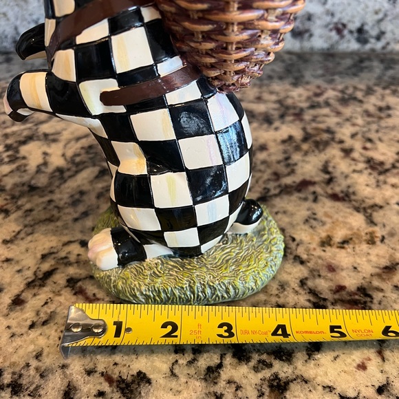 Mackenzie-Childs Black And White Courtly Check BUNNY WITH BACKPACK. RARE! - Picture 13 of 15